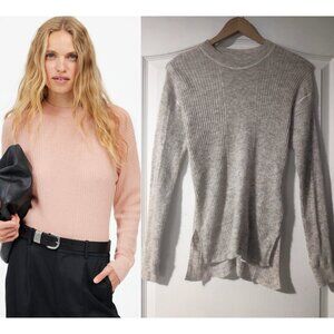 Madewell | Ribbed Alpaca-Blend Crewneck Sweater In Heather Stone